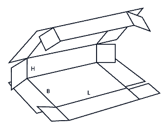 Line drawing of FEFCO 0409 box style