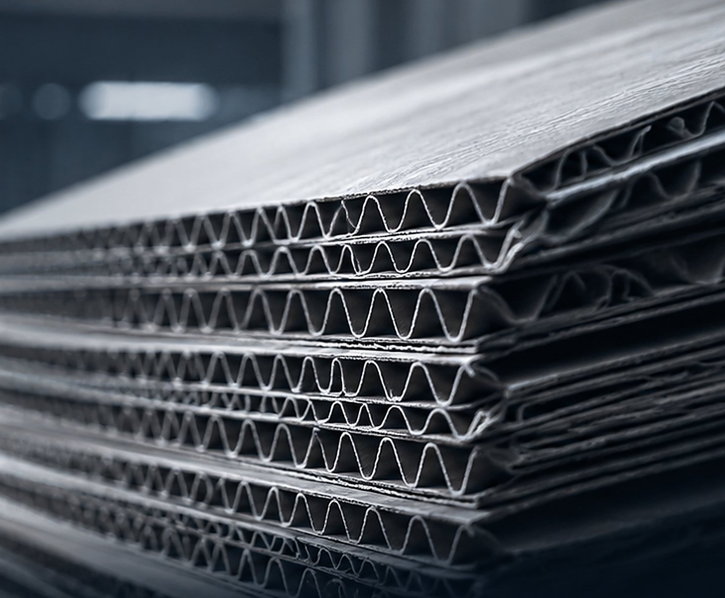 Close-up of corrugated board layers
